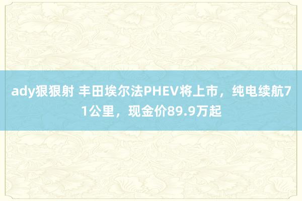 ady狠狠射 丰田埃尔法PHEV将上市，纯电续航71公里，现金价89.9万起