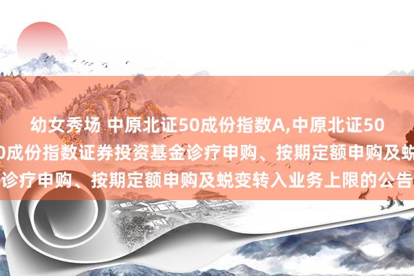 幼女秀场 中原北证50成份指数A,中原北证50成份指数C: 中原北证50成份指数证券投资基金诊疗申购、按期定额申购及蜕变转入业务上限的公告