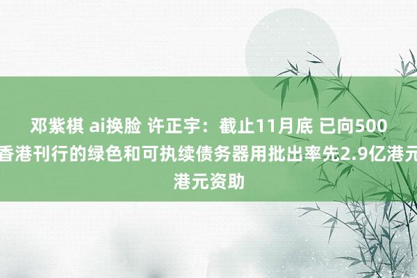 邓紫棋 ai换脸 许正宇：截止11月底 已向500笔在香港刊行的绿色和可执续债务器用批出率先2.9亿港元资助