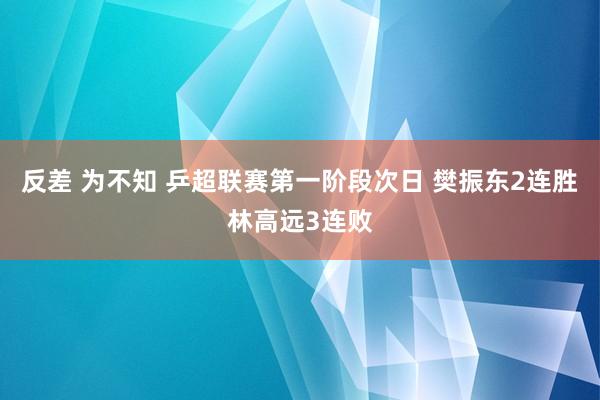 反差 为不知 乒超联赛第一阶段次日 樊振东2连胜林高远3连败