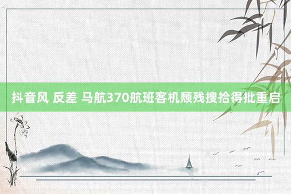 抖音风 反差 马航370航班客机颓残搜拾得批重启