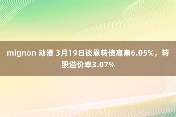mignon 动漫 3月19日谈恩转债高潮6.05%，转股溢价率3.07%