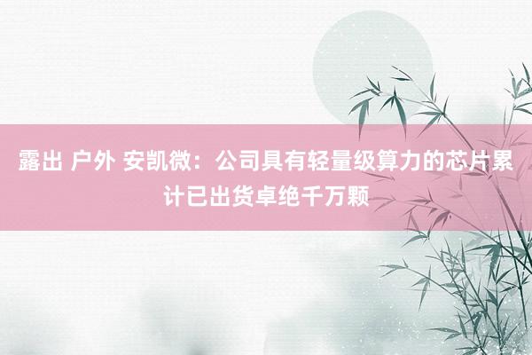 露出 户外 安凯微：公司具有轻量级算力的芯片累计已出货卓绝千万颗