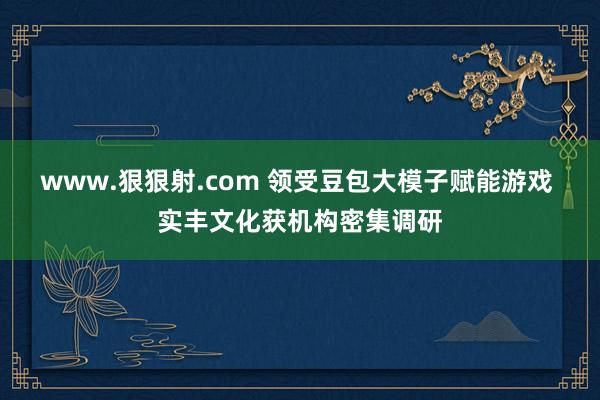 www.狠狠射.com 领受豆包大模子赋能游戏 实丰文化获机构密集调研