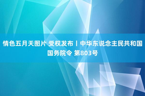 情色五月天图片 受权发布丨中华东说念主民共和国国务院令 第803号