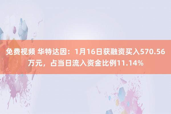 免费视频 华特达因：1月16日获融资买入570.56万元，占当日流入资金比例11.14%