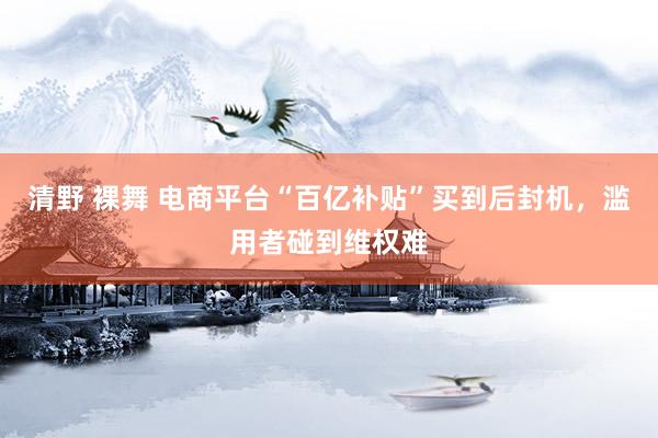 清野 裸舞 电商平台“百亿补贴”买到后封机，滥用者碰到维权难