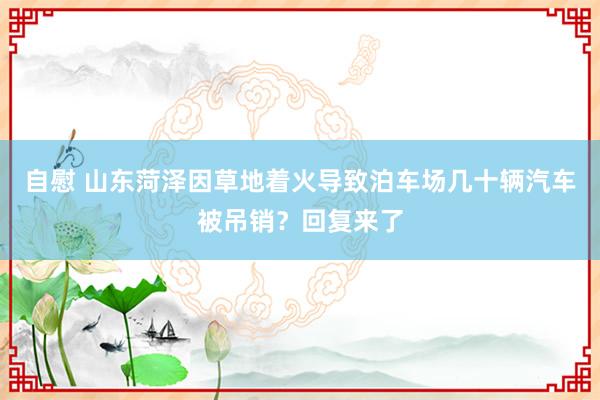 自慰 山东菏泽因草地着火导致泊车场几十辆汽车被吊销？回复来了