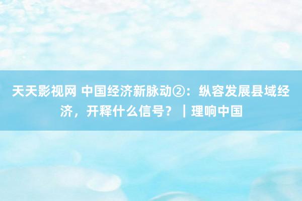 天天影视网 中国经济新脉动②：纵容发展县域经济，开释什么信号？｜理响中国