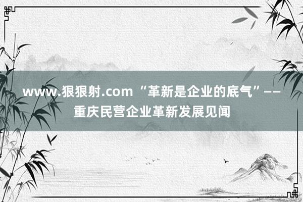www.狠狠射.com “革新是企业的底气”——重庆民营企业革新发展见闻