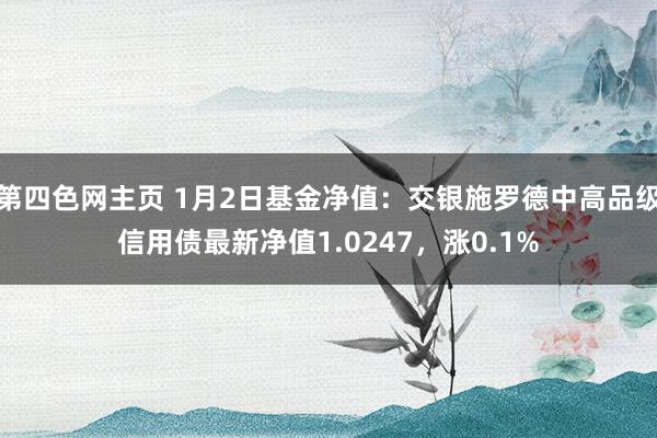 第四色网主页 1月2日基金净值：交银施罗德中高品级信用债最新净值1.0247，涨0.1%