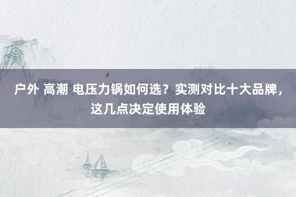 户外 高潮 电压力锅如何选？实测对比十大品牌，这几点决定使用体验