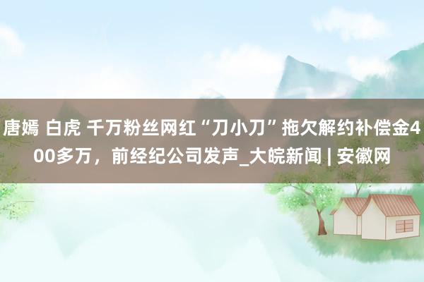 唐嫣 白虎 千万粉丝网红“刀小刀”拖欠解约补偿金400多万，前经纪公司发声_大皖新闻 | 安徽网