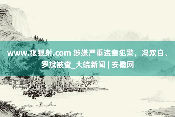 www.狠狠射.com 涉嫌严重违章犯警，冯双白、罗斌被查_大皖新闻 | 安徽网