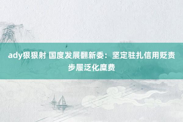 ady狠狠射 国度发展翻新委：坚定驻扎信用贬责步履泛化糜费