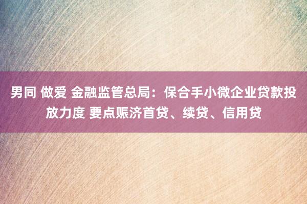 男同 做爱 金融监管总局：保合手小微企业贷款投放力度 要点赈济首贷、续贷、信用贷