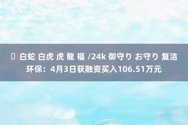 ✨白蛇 白虎 虎 龍 福 /24k 御守り お守り 复洁环保：4月3日获融资买入106.51万元