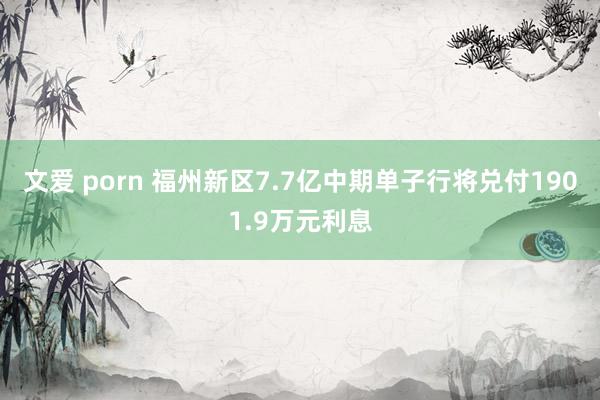 文爱 porn 福州新区7.7亿中期单子行将兑付1901.9万元利息