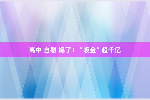 高中 自慰 爆了！“吸金”超千亿