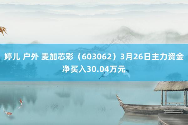 婷儿 户外 麦加芯彩（603062）3月26日主力资金净买入30.04万元