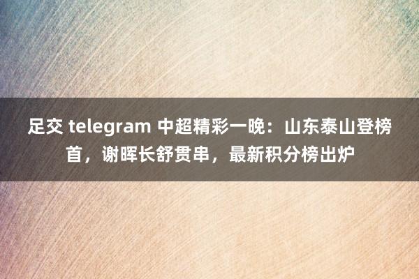 足交 telegram 中超精彩一晚：山东泰山登榜首，谢晖长舒贯串，最新积分榜出炉