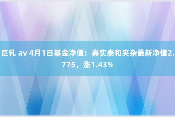 巨乳 av 4月1日基金净值：嘉实泰和夹杂最新净值2.775，涨1.43%