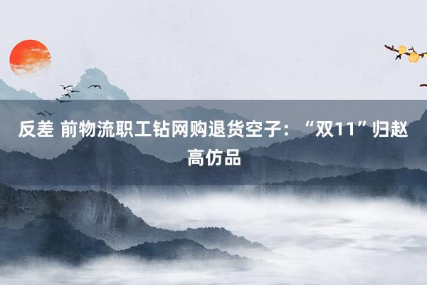 反差 前物流职工钻网购退货空子：“双11”归赵高仿品