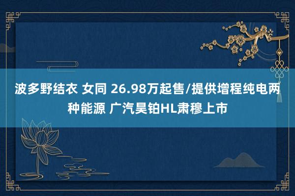 波多野结衣 女同 26.98万起售/提供增程纯电两种能源 广汽昊铂HL肃穆上市