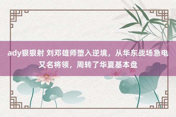 ady狠狠射 刘邓雄师堕入逆境，从华东战场急电又名将领，周转了华夏基本盘