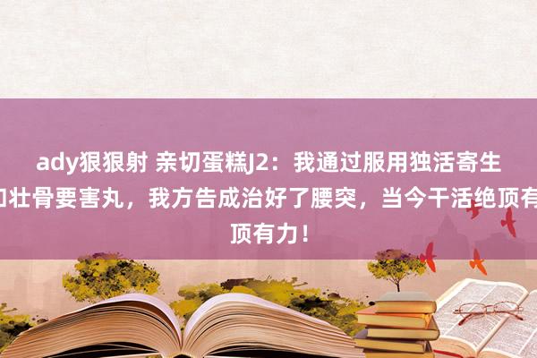 ady狠狠射 亲切蛋糕J2：我通过服用独活寄生丸和壮骨要害丸，我方告成治好了腰突，当今干活绝顶有力！