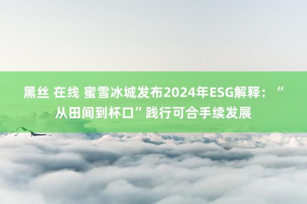 黑丝 在线 蜜雪冰城发布2024年ESG解释：“从田间到杯口”践行可合手续发展
