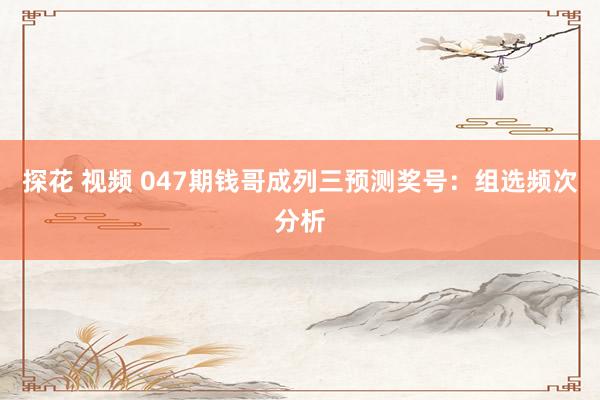 探花 视频 047期钱哥成列三预测奖号：组选频次分析